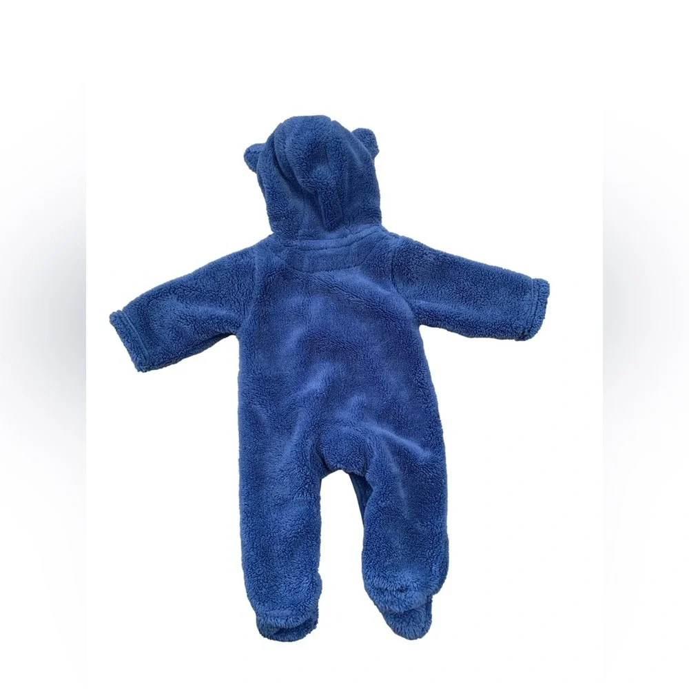 The Little White Company Size Newborn Blue Sherpa Fleece Bunting Snowsuit